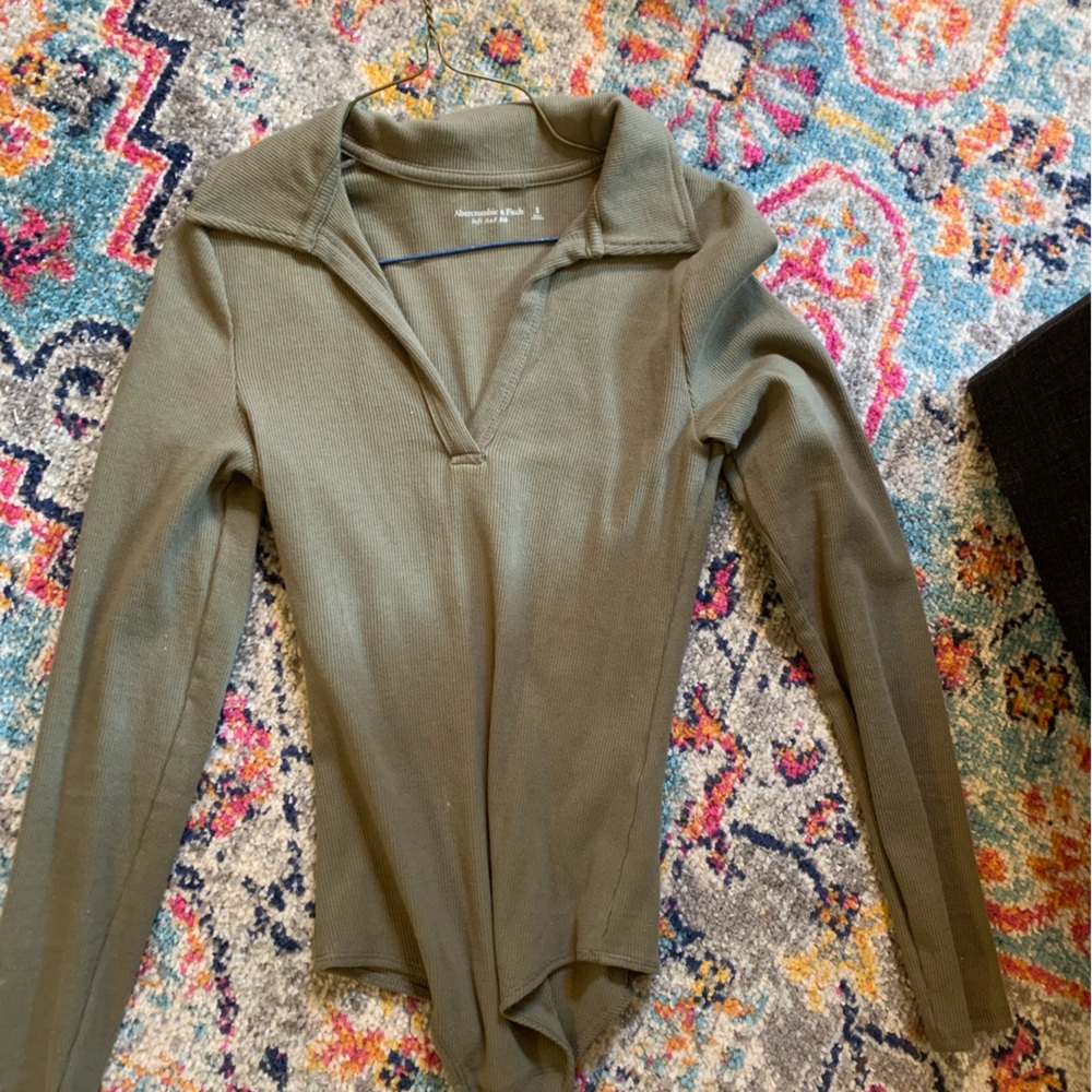green v neck bodysuit from abercrombie